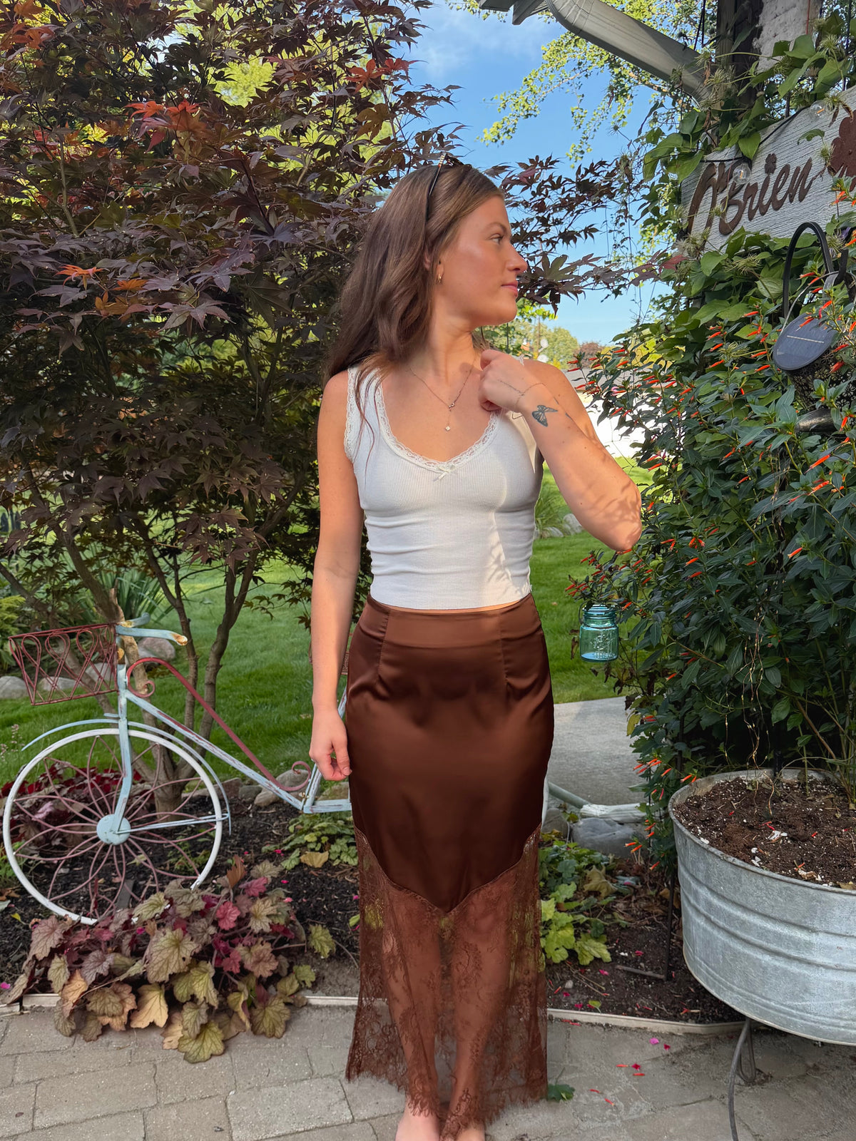 Autumn Mocha Lace Skirt