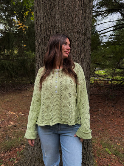 Honeydew Cable Knit Sweater