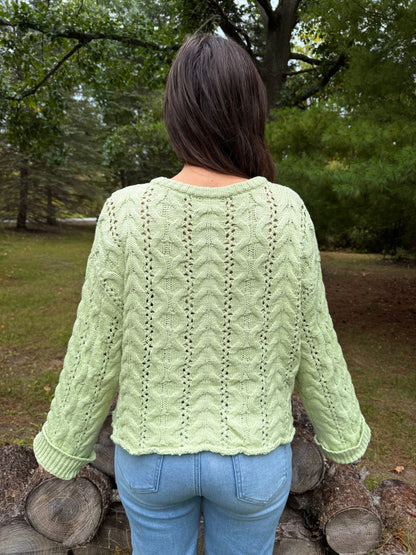 Honeydew Cable Knit Sweater
