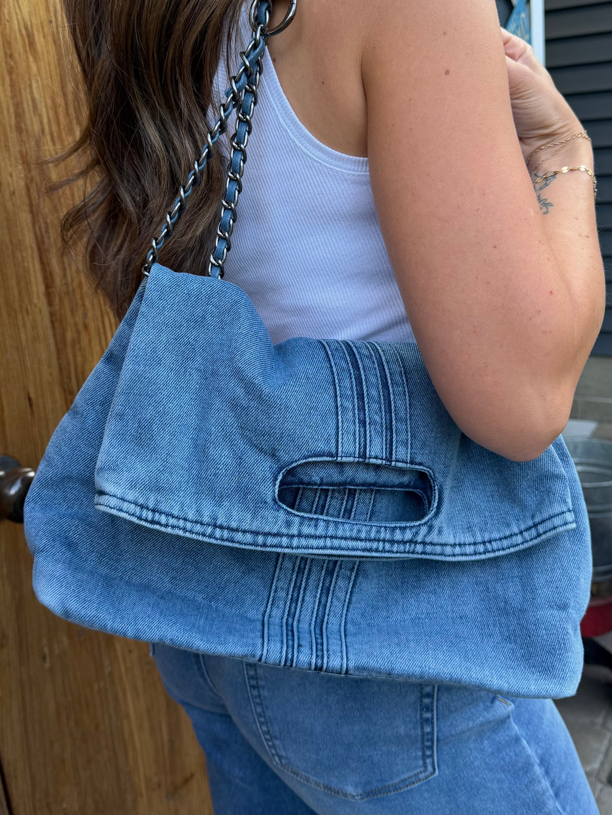Daybreak Denim Chain Tote