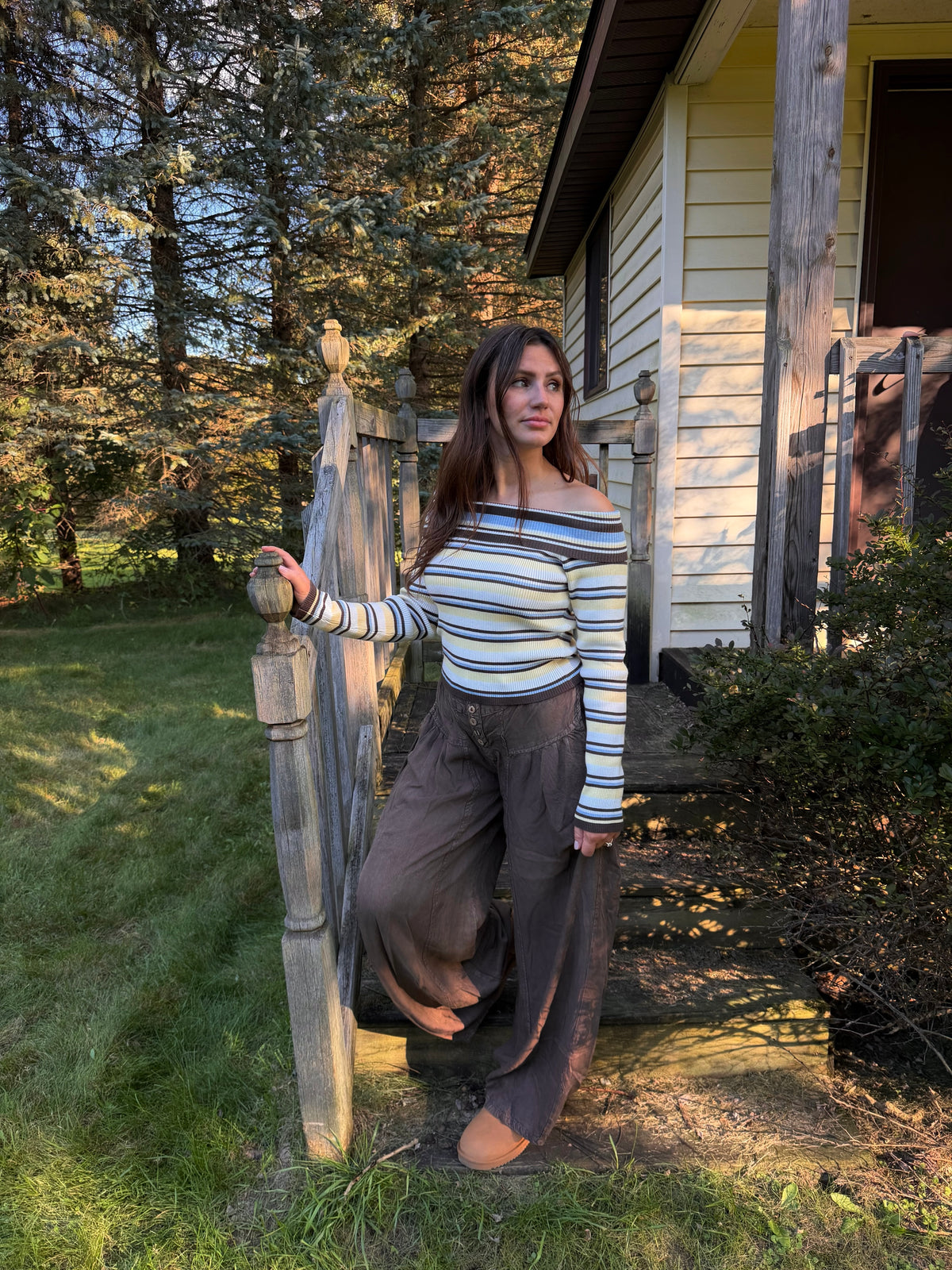 Fireside Stripe Shoulder Top