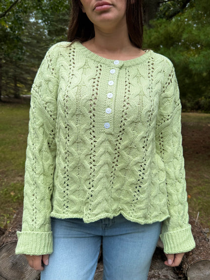 Honeydew Cable Knit Sweater