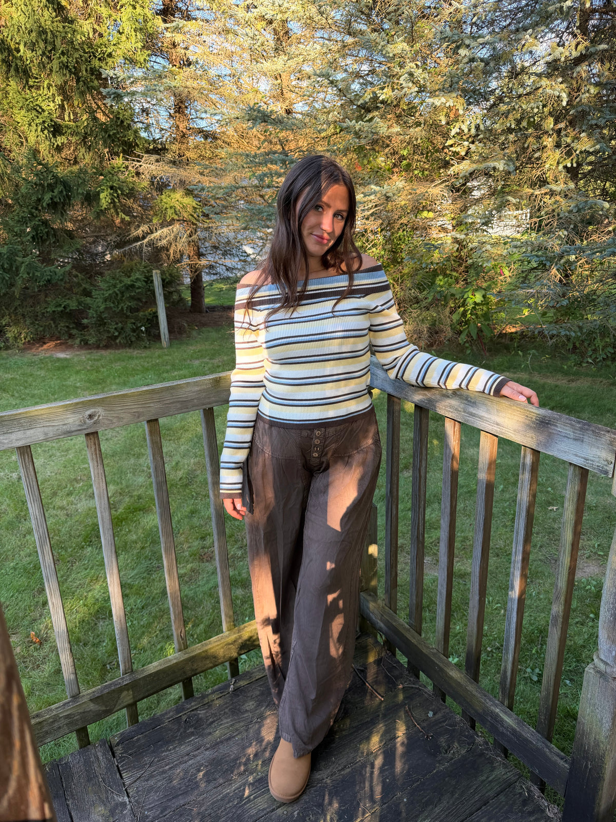 Fireside Stripe Shoulder Top