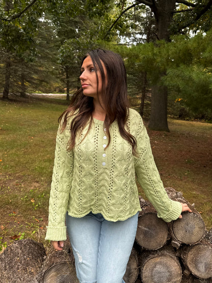 Honeydew Cable Knit Sweater
