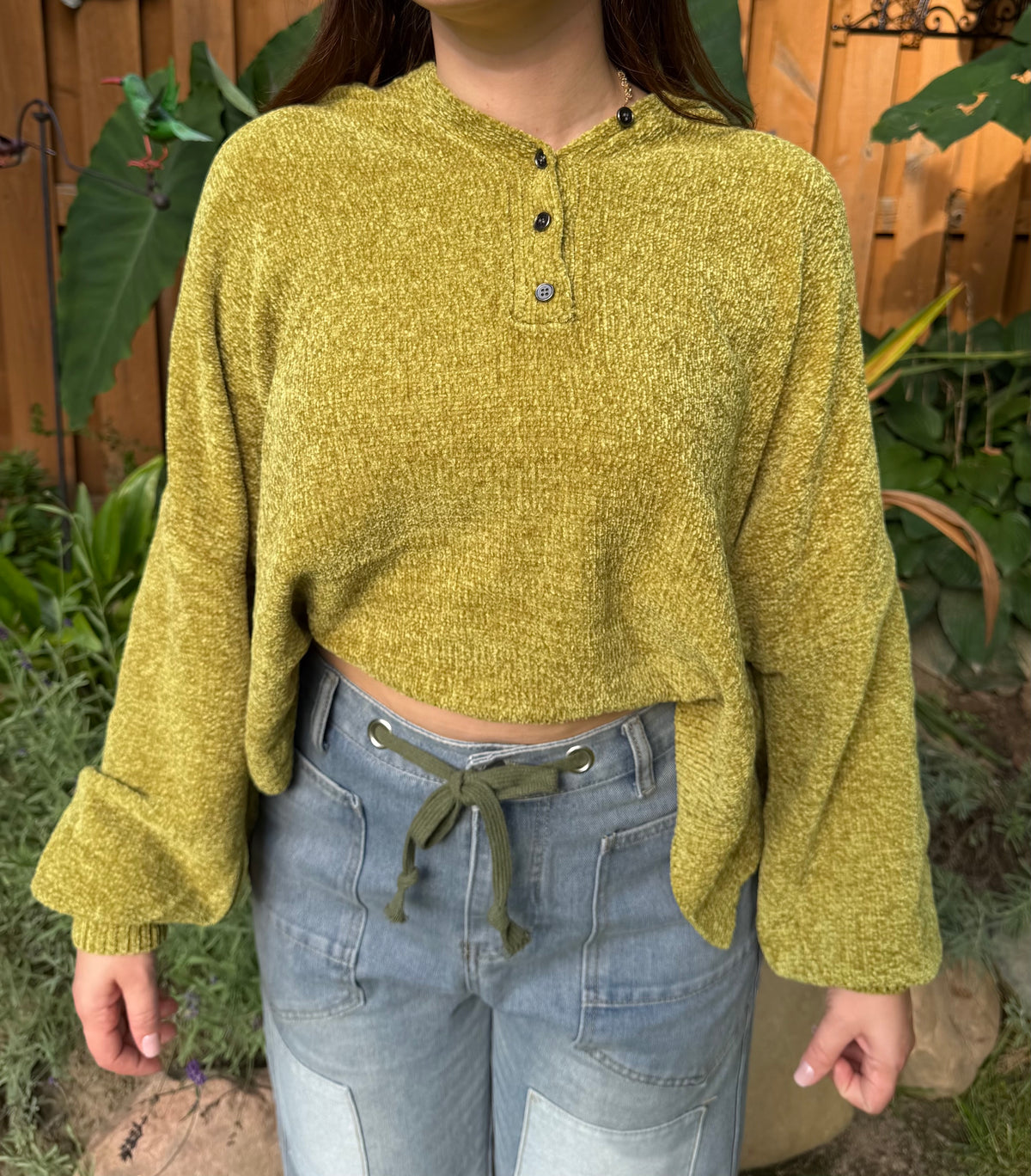Olive Grove Henley Knit