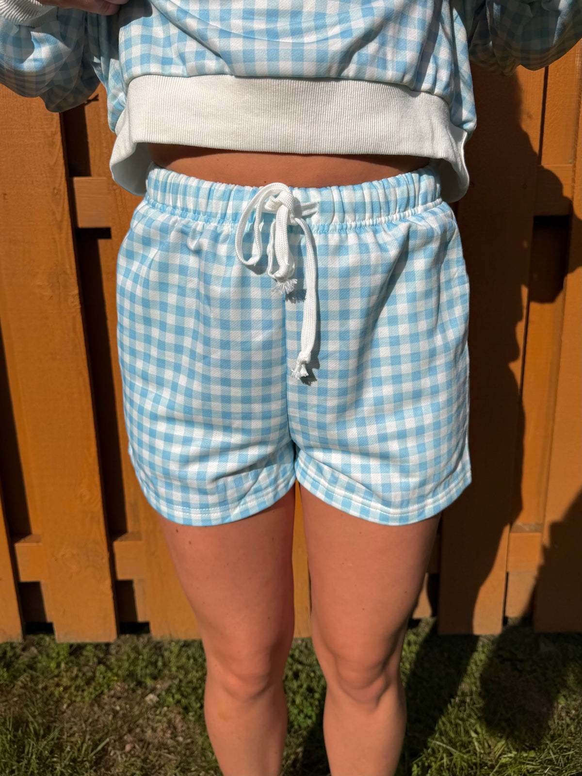 Sky Blue Daydream Gingham Lounge Set