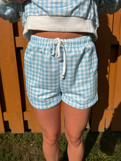 Sky Blue Daydream Gingham Lounge Set